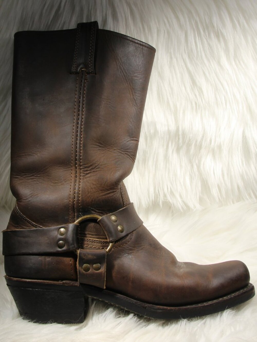 Frye Women’s 9 Harness Boots – Brown Leather – Square Toe Motorcycle / Riding